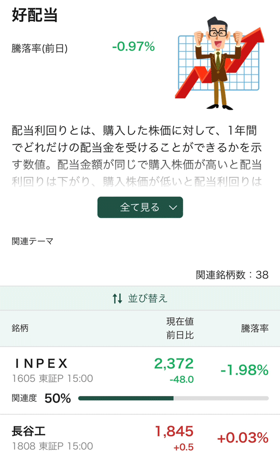 松井証券日本株アプリ検索画面
