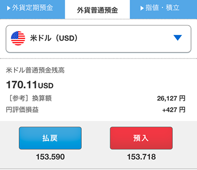 外貨預金ページ